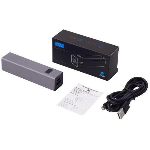 Внешний аккумулятор Rail, 5000 mAh, темно-серый