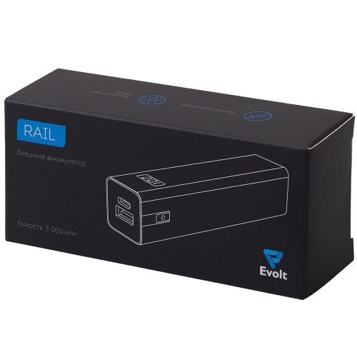Внешний аккумулятор Rail, 5000 mAh, темно-серый