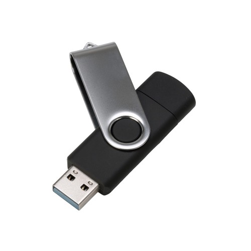 USB3.0/USB Type-C флешка на 32 Гб Квебек C, черный