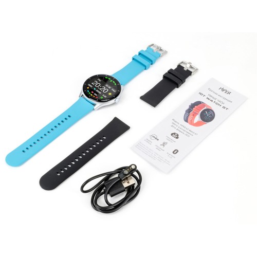 Умные часы HIPER IoT Watch GT, черный/ голубой