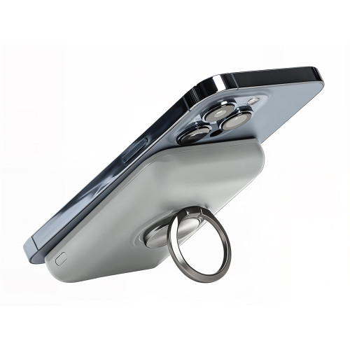 Магнитный беспроводной внешний аккумулятор MagnetIQ, 5000 mah, 10 W, серый Cool gray 7C Магнитный беспроводной внешний аккумулятор MagnetIQ, 5000 mah, 10 W, серый Cool gray 7C