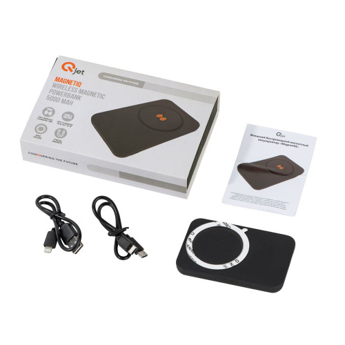 Магнитный беспроводной внешний аккумулятор MagnetIQ, 5000 mah, 10 W, серый Cool gray 7C Магнитный беспроводной внешний аккумулятор MagnetIQ, 5000 mah, 10 W, серый Cool gray 7C