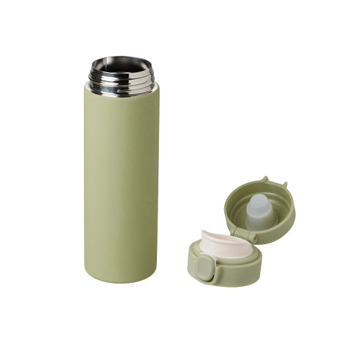 Вакуумная термокружка Waterline c кнопкой Guard, 400 мл, тубус, оливковый