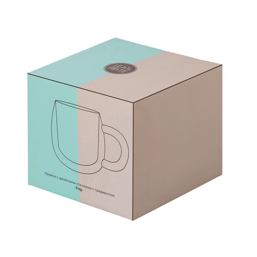 Кружка с двойными стенками с широкой ручкой и градиентным покрытием Fog, бирюзовый Кружка с двойными стенками с широкой ручкой и градиентным покрытием Fog, бирюзовый