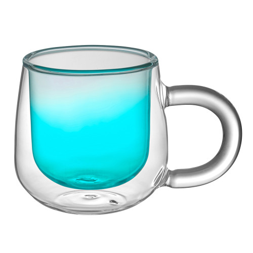 Кружка с двойными стенками с широкой ручкой и градиентным покрытием Fog, бирюзовый Кружка с двойными стенками с широкой ручкой и градиентным покрытием Fog, бирюзовый