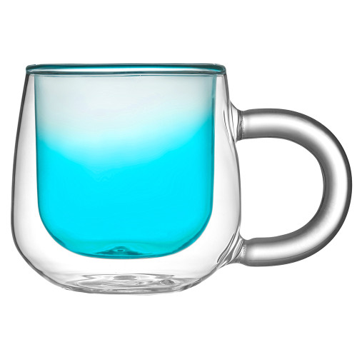 Кружка с двойными стенками с широкой ручкой и градиентным покрытием Fog, бирюзовый Кружка с двойными стенками с широкой ручкой и градиентным покрытием Fog, бирюзовый
