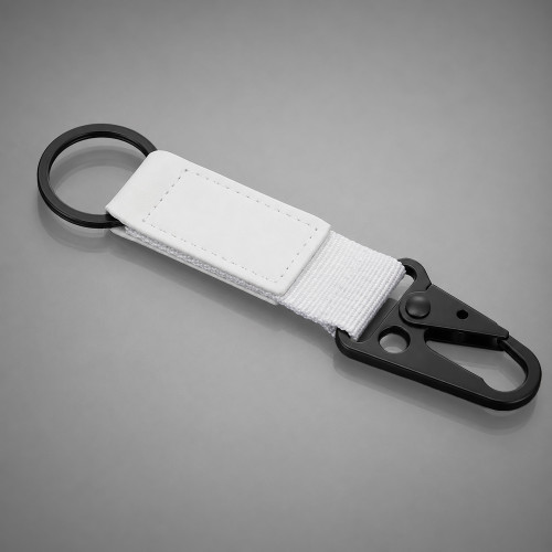 Брелок-ремувка Carabinier из ткани с вставкой из экокожи и карабином, белый Брелок-ремувка Carabinier из ткани с вставкой из экокожи и карабином, белый
