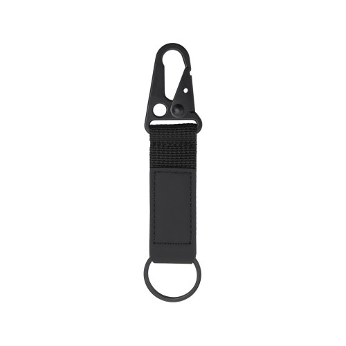 Брелок-ремувка Carabinier из ткани с вставкой из экокожи и карабином, черный