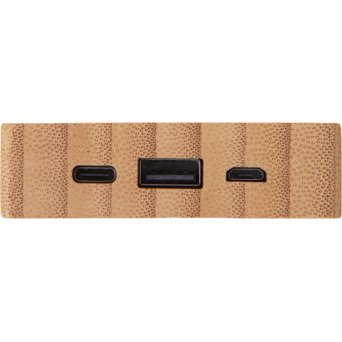 Внешний аккумулятор с подсветкой лого и солнечной панелью Reedia S1, 10000 mAh, бамбук, черный