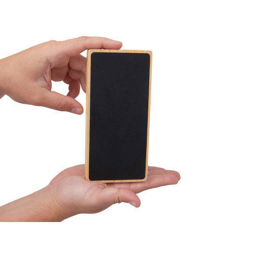 Внешний аккумулятор с подсветкой лого и солнечной панелью Reedia S1, 10000 mAh, бамбук, черный