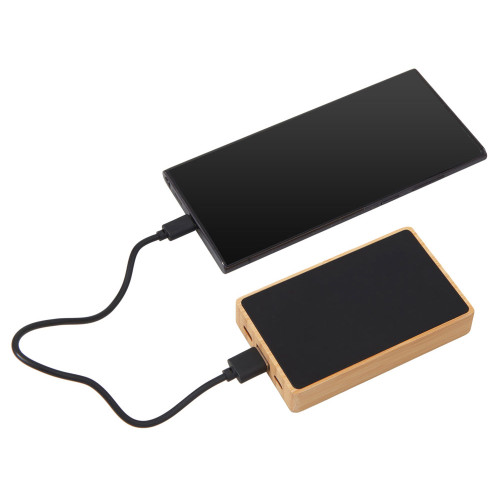 Внешний аккумулятор с подсветкой лого Reedia S2, 5000 mAh, бамбук, черный