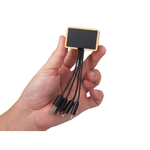 Кабель 3-в-1 с подсветкой лого Reedia S6, бамбук, черный