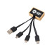 Кабель 3-в-1 с подсветкой лого Reedia S6, бамбук, черный
