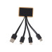 Кабель 3-в-1 с подсветкой лого Reedia S6, бамбук, черный