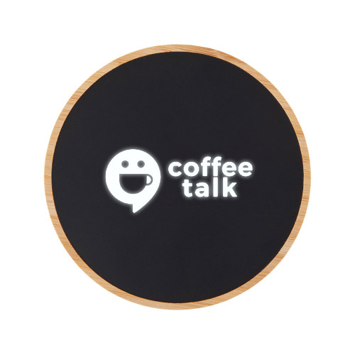 Беспроводное зарядное устройство с подсветкой лого Reedia S3, 15 Вт, бамбук, черный