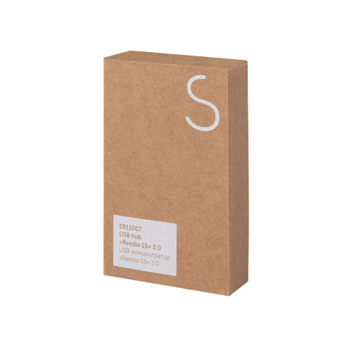 USB хаб с подсветкой лого Reedia S5, 3*USB, 1*Type C, бамбук, черный
