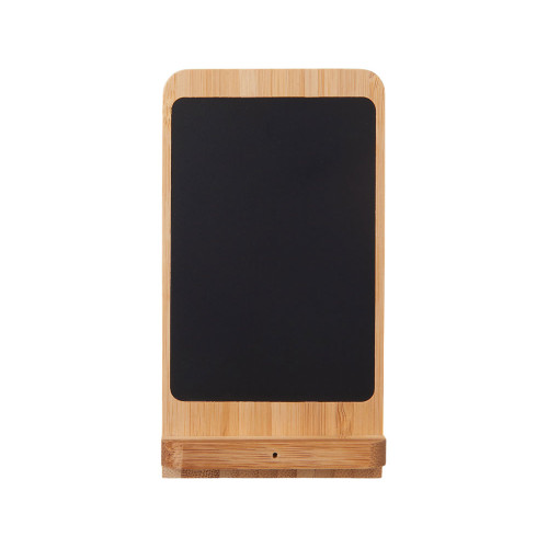 Беспроводное зарядное устройство 2-в-1 с подсветкой лого Reedia S4, 15 Вт, бамбук, черный