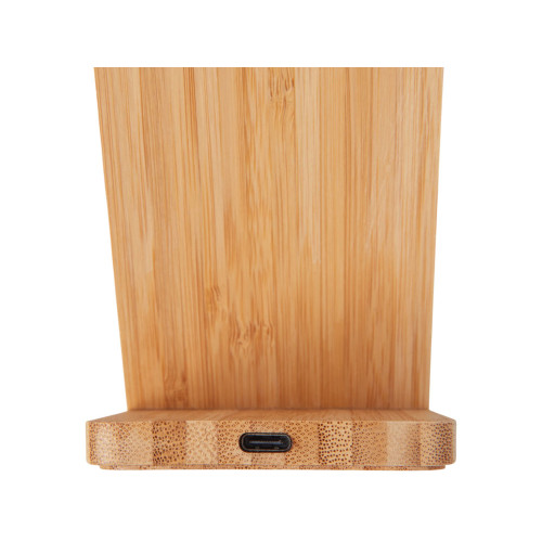 Беспроводное зарядное устройство 2-в-1 с подсветкой лого Reedia S4, 15 Вт, бамбук, черный