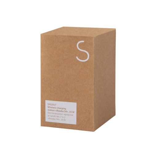 Беспроводное зарядное устройство 2-в-1 с подсветкой лого Reedia S4, 15 Вт, бамбук, черный