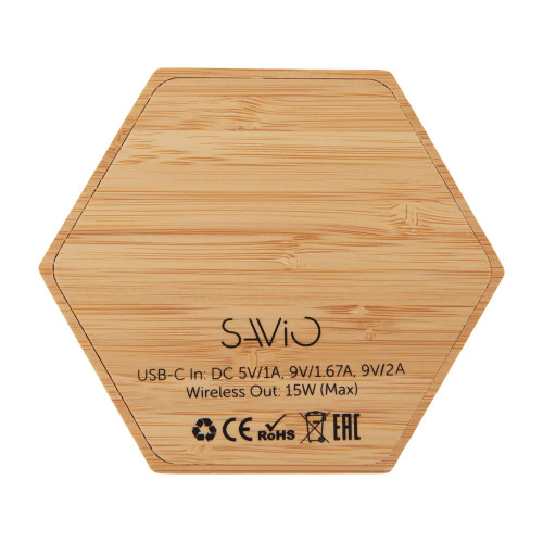 Беспроводное зарядное устройство Gex, 15 Вт, бамбук