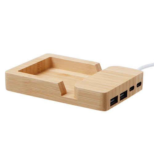 USB хаб Memo, 2*USB, 2*Type C, бамбук