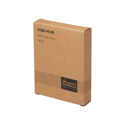 USB хаб Memo, 2*USB, 2*Type C, бамбук