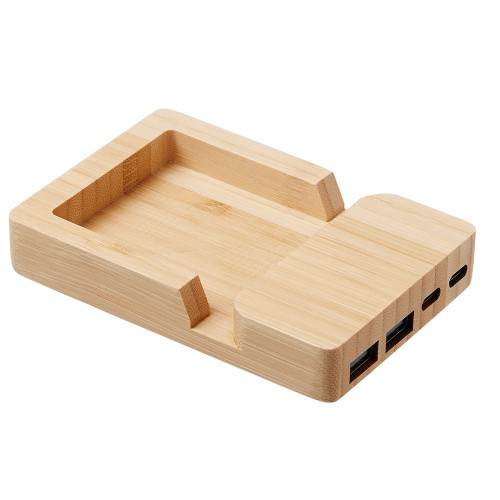 USB хаб Memo, 2*USB, 2*Type C, бамбук