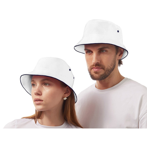 Панама с контрастной окантовкой , белый/темно-синий Панама с контрастной окантовкой , белый/темно-синий