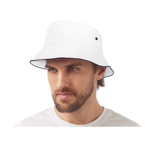 Панама с контрастной окантовкой , белый/темно-синий Панама с контрастной окантовкой , белый/темно-синий