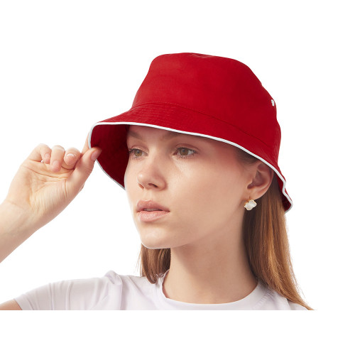 Панама с контрастной окантовкой , красный/белый Панама с контрастной окантовкой , красный/белый