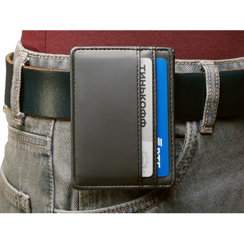 Картхолдер для двух карт и наличных денег с зажимом Crave, черный