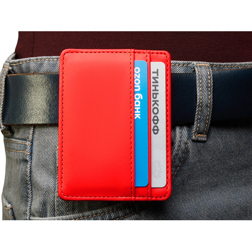 Картхолдер для двух карт и наличных денег с зажимом Crave, красный