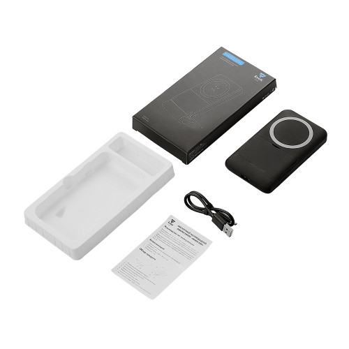 Беспроводной внешний аккумулятор с подсветкой лого и подставкой Magflash, 10000 мАч, 15 Вт, черный