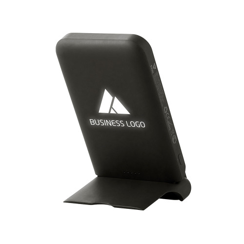 Беспроводной внешний аккумулятор с подсветкой лого и подставкой Magflash, 10000 мАч, 15 Вт, черный