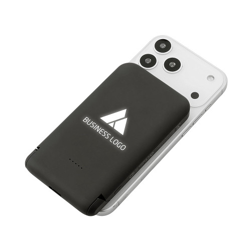 Беспроводной внешний аккумулятор с подсветкой лого и подставкой Magflash, 10000 мАч, 15 Вт, черный