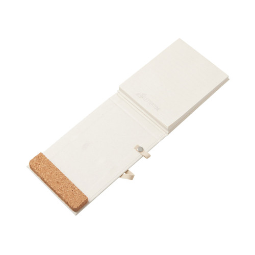 Блокнот с подставкой для телефона из пробки Milky S, молочно-белый Блокнот с подставкой для телефона из пробки Milky S, молочно-белый