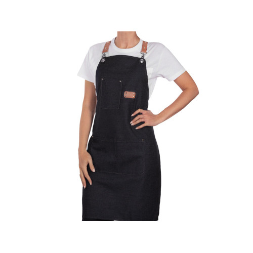 Джинсовый фартук с карманами Fry, черный Джинсовый фартук с карманами Fry, черный