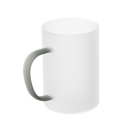 Стеклянная матовая кружка Акцент с цветной ручкой для сублимации, черный