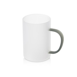 Стеклянная матовая кружка Акцент с цветной ручкой для сублимации, черный