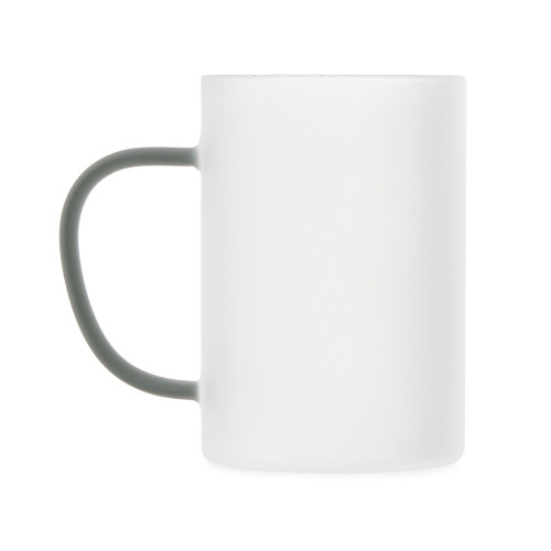 Стеклянная матовая кружка Акцент с цветной ручкой для сублимации, черный