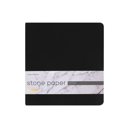 Еженедельник с каменной бумагой А5+ Carrara, черный