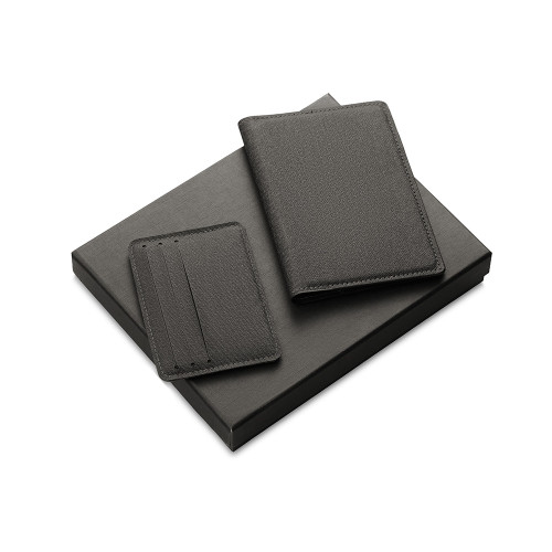 Подарочный набор Consul: обложка для паспорта и картхолдер, серый Подарочный набор Consul: обложка для паспорта и картхолдер, серый