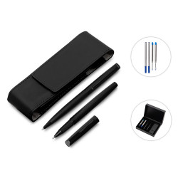 Подарочный набор ручек Dumas: ручка шариковая и роллер, 4 стержня (2 шариковых, 2 роллера), футляр