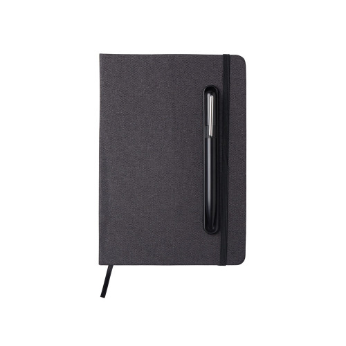 Набор блокнот А5 с магнитным держателем для ручки и подставкой для телефона и металлической шариковой ручкой NotaBene, черный Набор блокнот А5 с магнитным держателем для ручки и подставкой для телефона и металлической шариковой ручкой NotaBene, черный