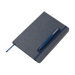 Набор блокнот А5 с магнитным держателем для ручки и подставкой для телефона и металлической шариковой ручкой NotaBene, темно-синий