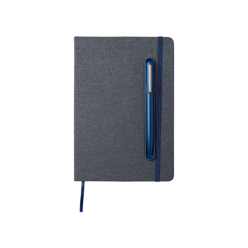 Набор блокнот А5 с магнитным держателем для ручки и подставкой для телефона и металлической шариковой ручкой NotaBene, темно-синий