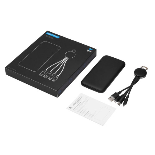 Набор из внешнего акуумулятора и универсального кабеля с подсветкой лого Reserve LED, 10000mAh, черный