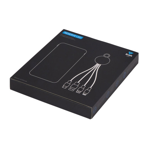 Набор из внешнего акуумулятора и универсального кабеля с подсветкой лого Reserve LED, 10000mAh, черный