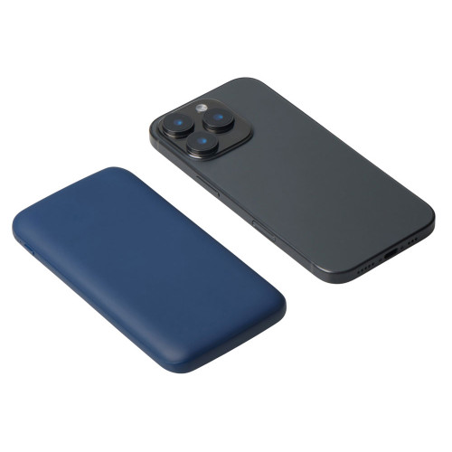 Набор из внешнего акуумулятора и универсального кабеля с подсветкой лого Reserve LED, 10000mAh, темно-синий