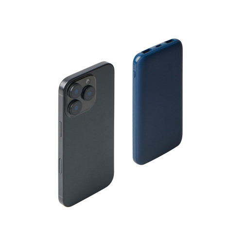 Набор из внешнего акуумулятора и универсального кабеля с подсветкой лого Reserve LED, 10000mAh, темно-синий